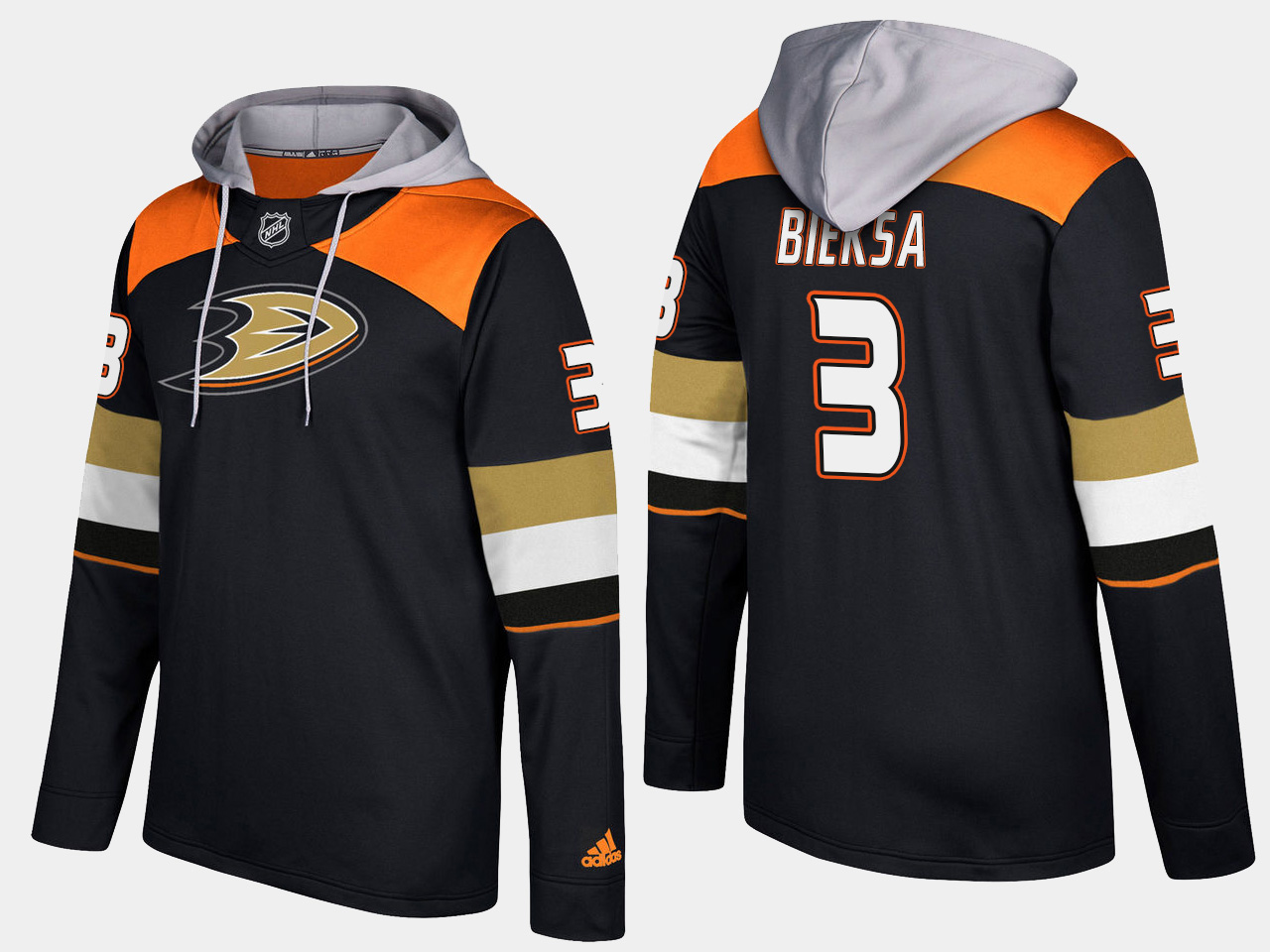 Men NHL Anaheim ducks #3 kevin bieksa black hoodie